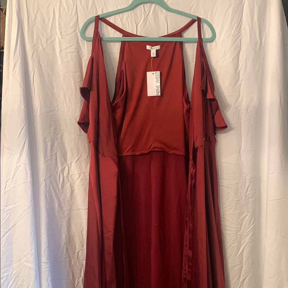 Nine West Red Maxi Sundress with Spaghetti Straps